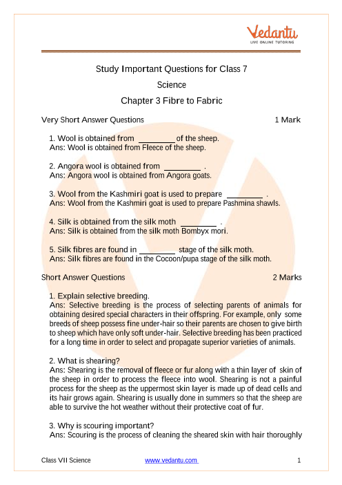 case study questions for class 7 science fibre to fabric