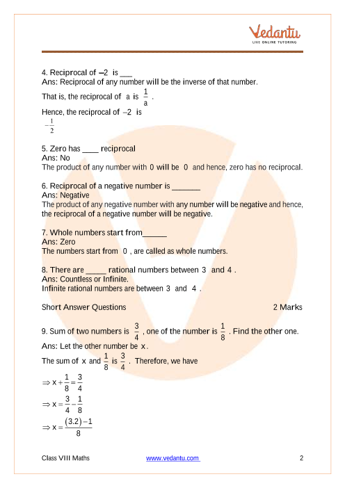 Class 8 Maths Rational Numbers Worksheet Pin On Galaxy Education 