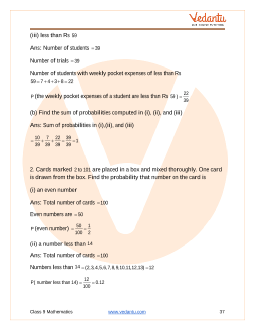 Important Questions For Cbse Class 9 Maths Chapter 15 - Probability