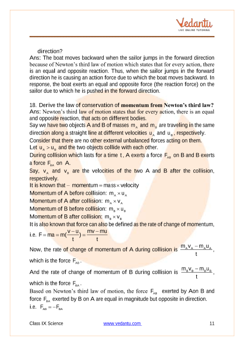 NCERT Solutions Class 9 Science Chapter 9 Force And Laws Of Motion - Free  Download