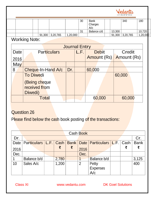 Dk Goel Solutions Class 11 Accountancy Chapter 11 Books Of Original Entry Cash Book