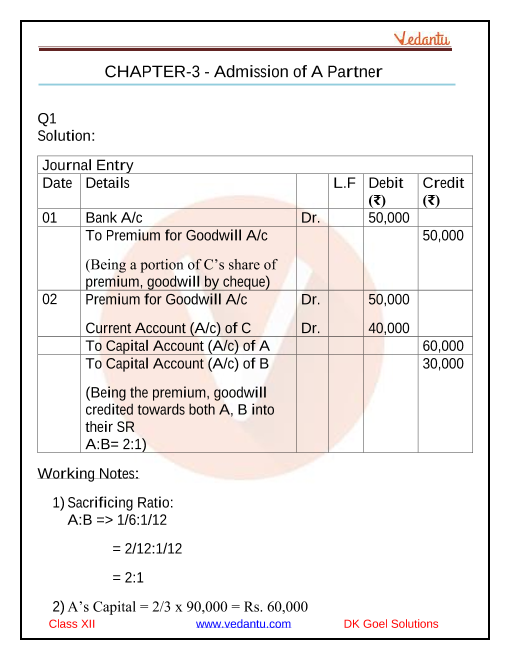 Study DK Goel Accountancy Class 12 - Volume 1 Chapter 3