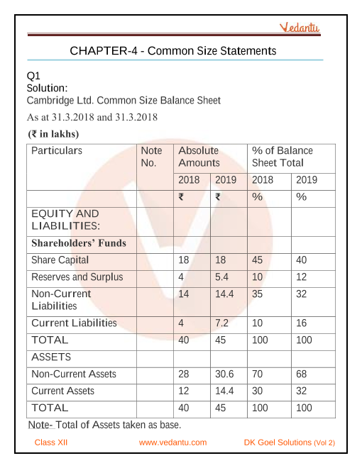 DK Goel Solutions Class 12 Accountancy Volume 2 Chapter 4 - Common Size ...