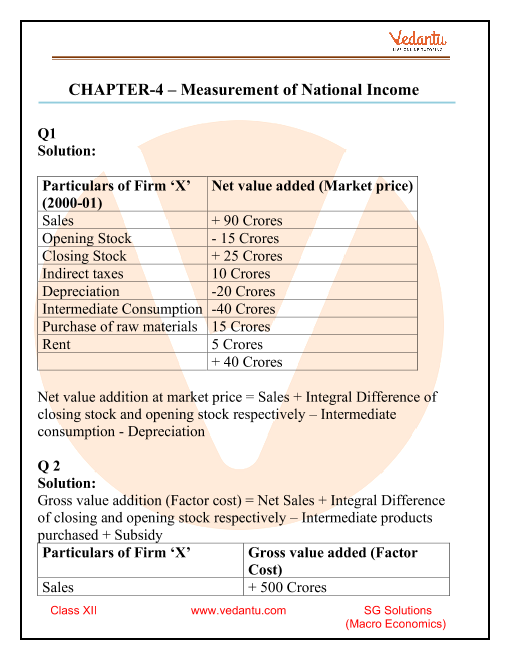 Sandeep Garg Macroeconomics Class 12 Solutions Class 12 Macroeconomics Sandeep Garg Solutions Chapter 4 Measurement Of National Income