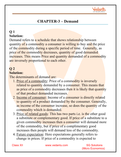 Sandeep Garg Microeconomics Class 12 Solutions Chapter 3 Demand