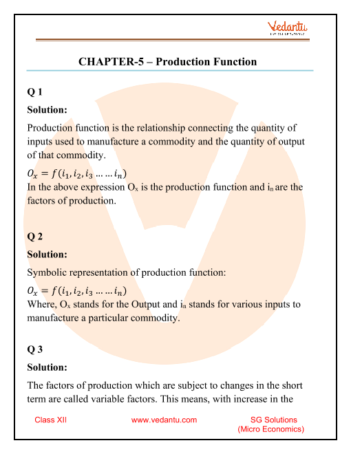 Sandeep Garg Microeconomics Class 12 Solutions Chapter 5 Production Function