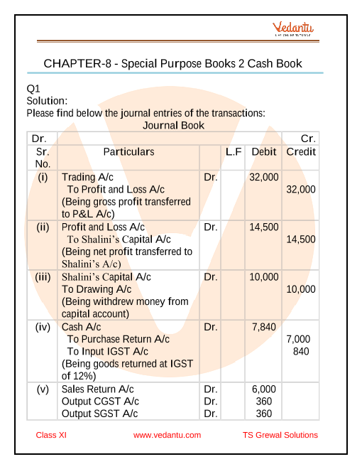 TS Grewal Solution for Class 11 Accountancy Chapter 8 - Special Purpose