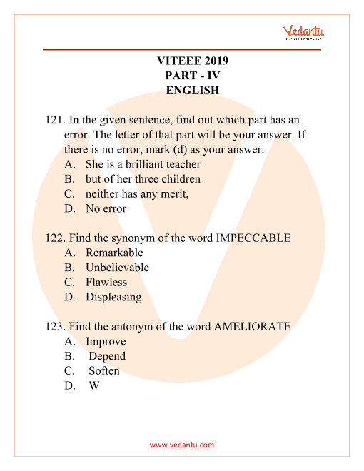 Viteee English Question Paper 2019 Pdf Download