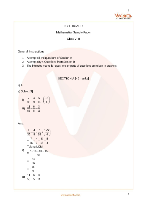 icse sample papers for class 8 mathematics paper 2 2022 2022