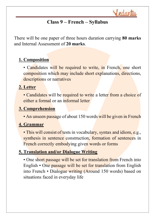 icse-class-9-french-syllabus-2018-2022-examinations