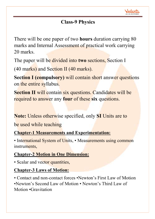 icse-class-9-physics-syllabus-2022-2023-examinations