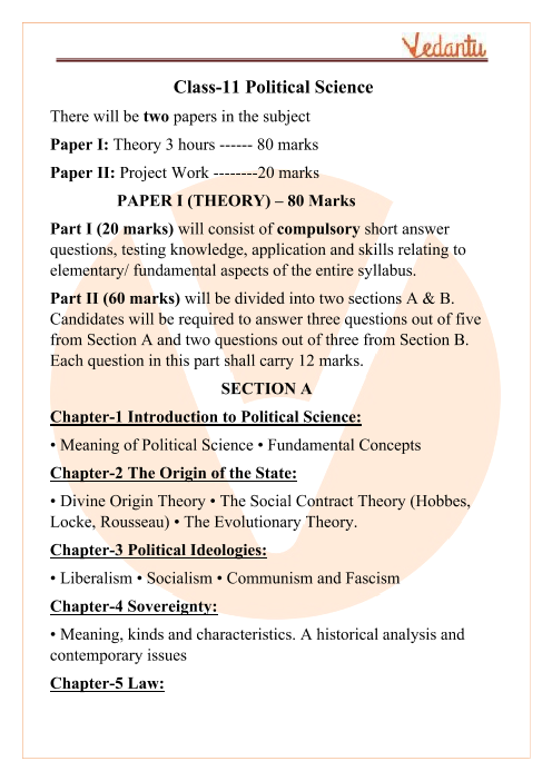 ISC Class 11 Political Science Syllabus Free PDF Download