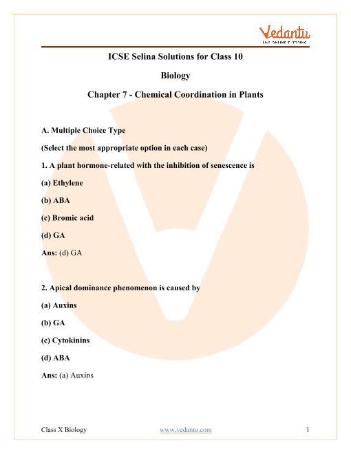 Selina Concise Biology Class 10 ICSE Solutions For Chapter 7 - Chemical ...