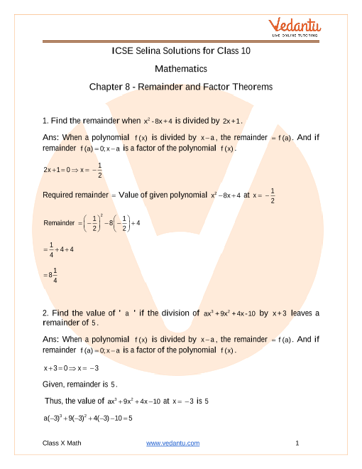 Selina Concise Mathematics Class 10 ICSE Solutions For Chapter 8 ...