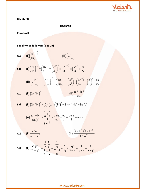 Selina Concise Mathematics Class 9 ICSE Solutions For Chapter 8 - Indices