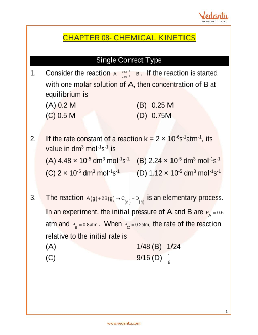 case study based question on chemical kinetics