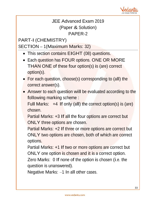 JEE Advanced 2019 Chemistry Question Paper 2 with Solutions