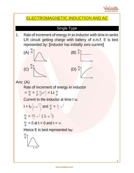 Jee Advanced Electromagnetic Induction And Ac Important Questions