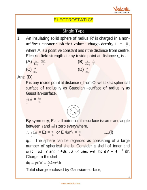 Jee Advanced Electrostatics Important Questions