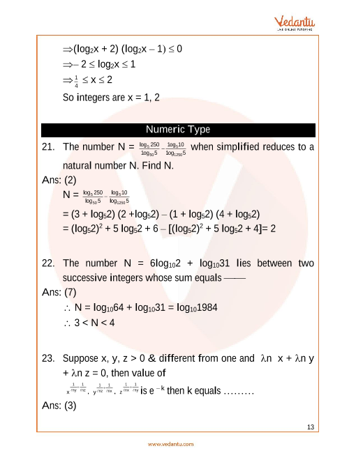 properties of logarithms pdf