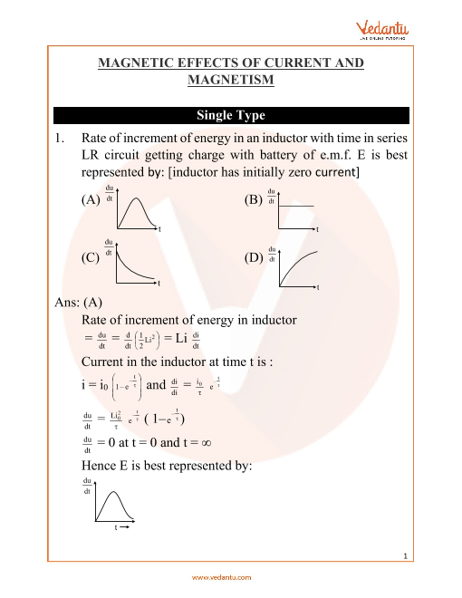 Jee Advanced Magnetic Effects Of Current And Magnetism Important Questions 3546