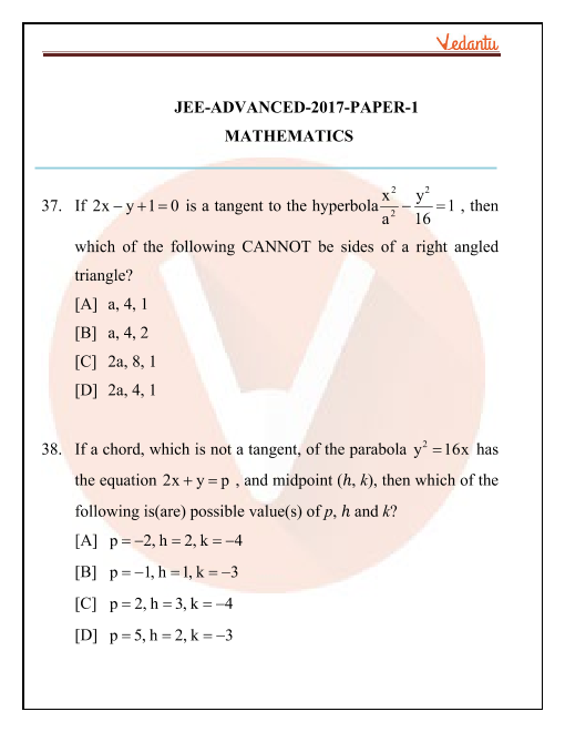 Jee Advanced Maths Question Paper With Answer Keys Free Pdf Download