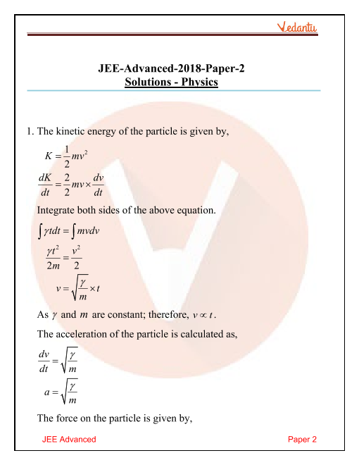 Jee Advanced 2018 Physics Question Paper 2 With Answer Keys Free Pdf Download