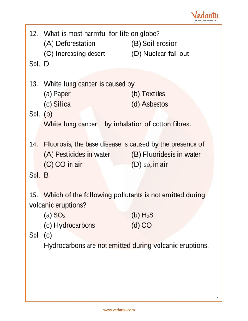 Jee Main Environmental Chemistry Important Questions