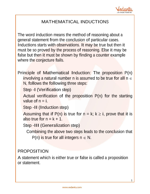 Jee Main Mathematical Induction Revision Notes Free Pdf Download