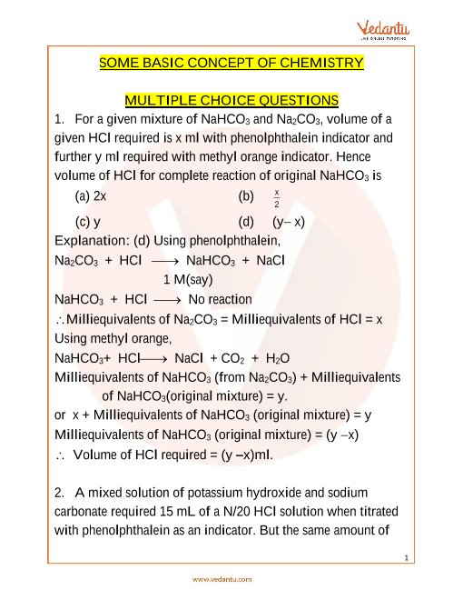 Jee Main Important Questions Of Some Basic Concepts In Chemistry With Solution By Experts 9188