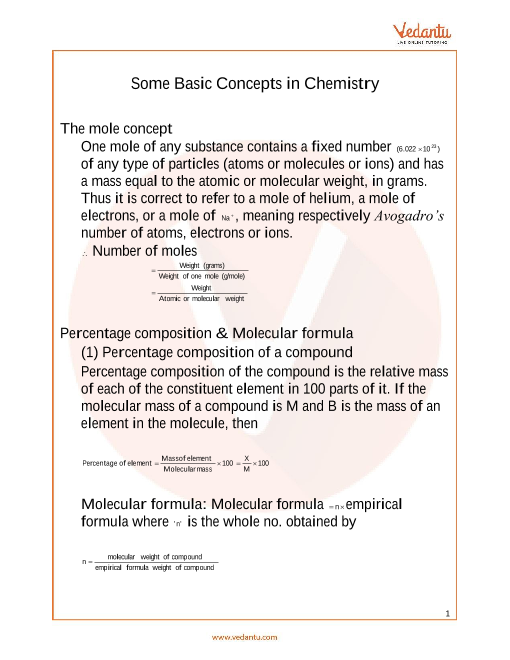 Jee Main Some Basic Concepts In Chemistry Revision Notes Free Pdf Download