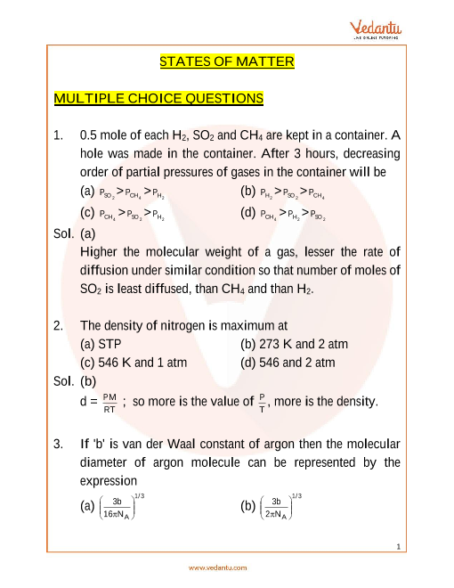 States Of Matter Notes Jee