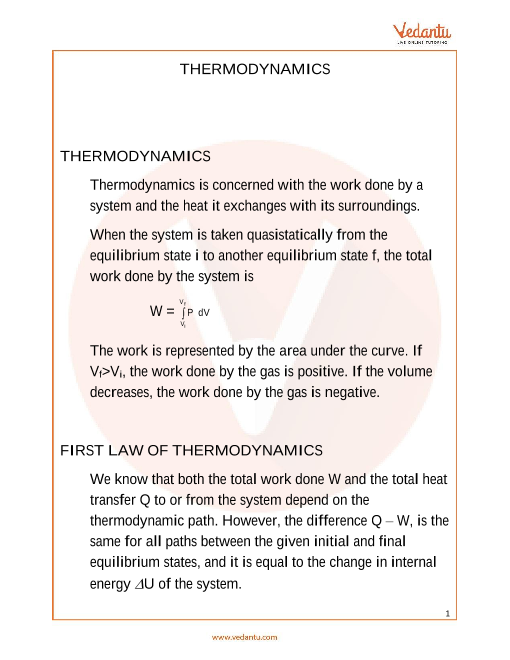 JEE Main 2022 Revision Notes on Thermodynamics|Free PDF Download