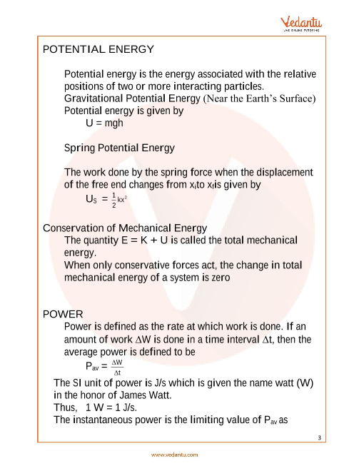 Jee Main Work Energy And Power Revision Notes Free Pdf Download