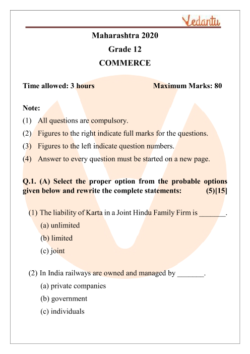 Test Series 12th (XII) commerce Maharashtra State board, test series, HSC  Commerce state boars test series, Question paper solving for 12th commerce  at Deccan Pune, 12th XII commerce, SYJC Commerce test papers