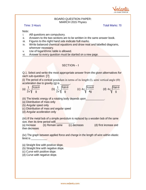 Maharashtra Board Msbshse Physics Class 12 Question Paper 2015 8301