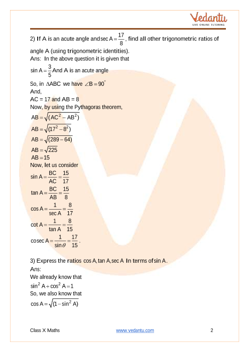 ML Aggarwal Solutions for Class 10 Maths Chapter 18 Trigonometric  Identities - Download Free PDF