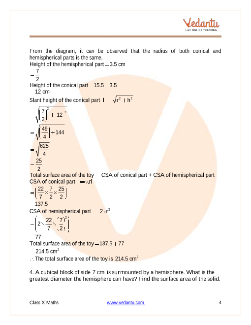 Ncert Solutions For Class 10 Maths Chapter 13 Surface Areas And Volumes