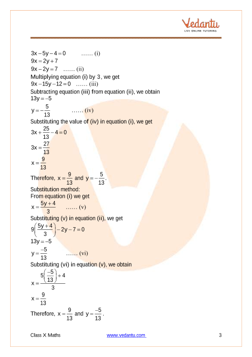 Ncert Solutions For Class 10 Maths Chapter 3 Pair Of Linear Equations In Two Variables Ex 3 3 Exercise 3 3