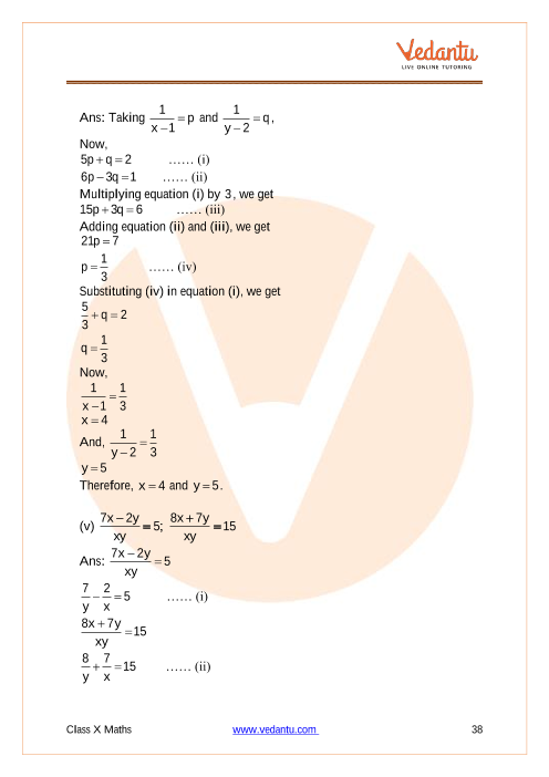 Ncert Solutions For Class 10 Maths Chapter 3 Pair Of Linear Equations In Two Variables