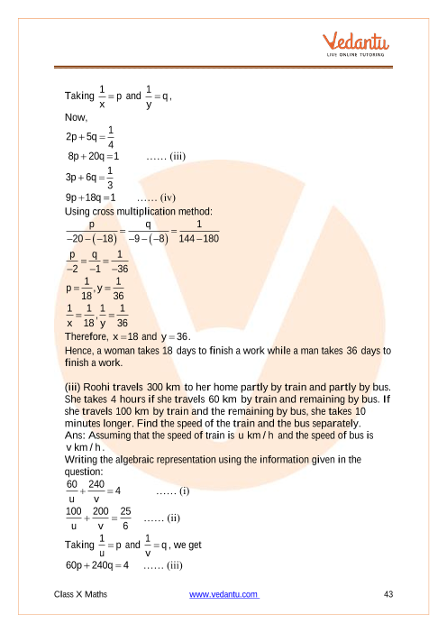 Ncert Solutions For Class 10 Maths Chapter 3 Pair Of Linear Equations In Two Variables