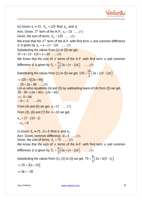 Class 10 NCERT Solutions Maths Chapter 5 A.P. for Term 2