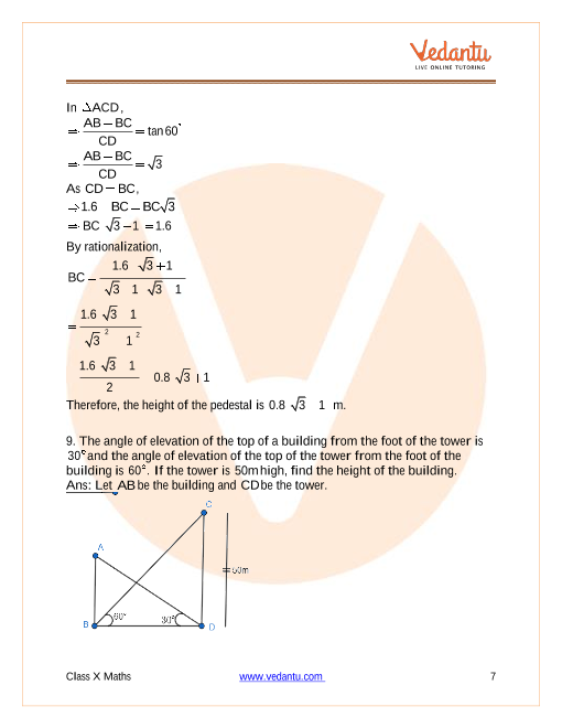 Height and Distance as an Application of Trigonometry with Solved