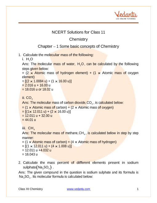 Chemistry Ch 1 Some Basic Concepts Of Chemistry Class 11 Ncert 