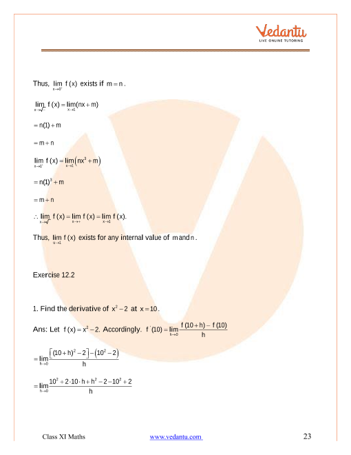 Ncert Solutions For Class 11 Maths Chapter 13 Limits And Derivatives Free Pdf