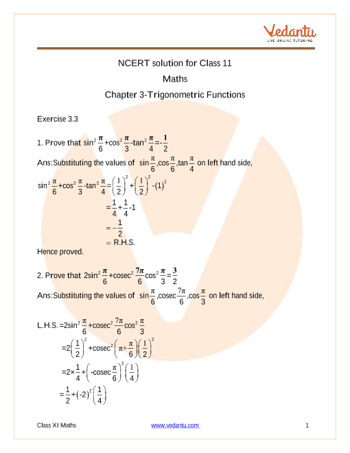 Ncert Solutions Class 11 Maths Chapter 3 Trigonometric Functions Ex 3 3 Updated For 22 21