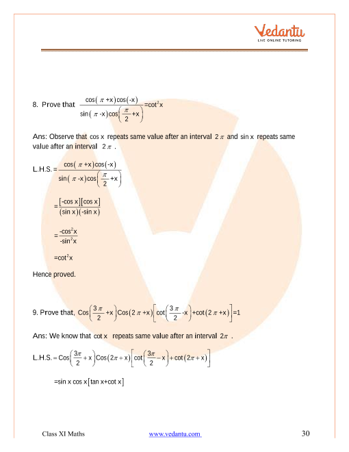 Ncert Solutions For Class 11 Maths Chapter 3 Trigonometric Functions Free Pdf