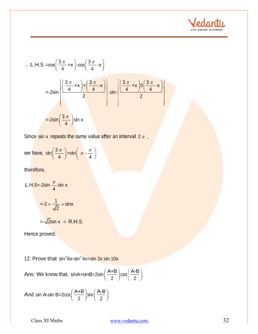 Ncert Solutions For Class 11 Maths Chapter 3 Trigonometric Functions Free Pdf