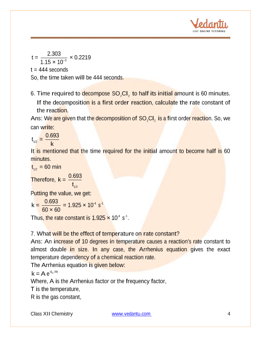 Ncert Solutions For Class 12 Chemistry Chapter 4 Chemical Kinetics Free Pdf Download