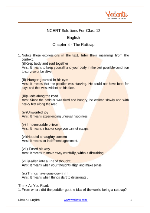 The Rattrap Summary Class 12 English Explanation, Question Answers
